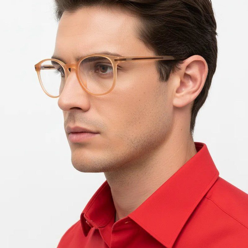 Idefend Transparent Orange Medium Full Rim Round Computer Glasses for Men & Women — Hashtag Eyewears