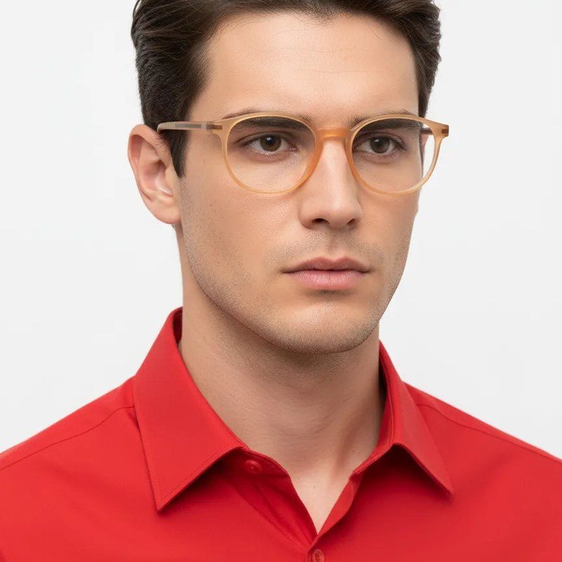 Idefend Transparent Orange Medium Full Rim Round Computer Glasses for Men & Women — Hashtag Eyewears