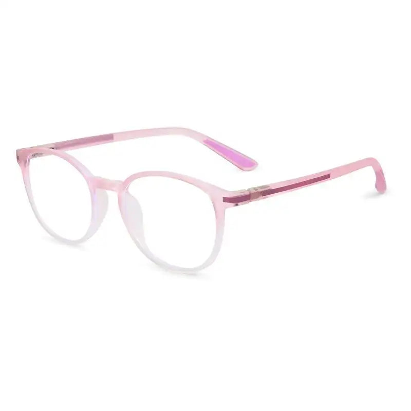 Idefend | Transparent Pink & Transparent White Medium Full Rim OVAL Computer Glasses for Men & Women [Blue Block]