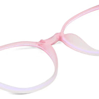 Idefend | Transparent Pink & Transparent White Medium Full Rim OVAL Computer Glasses for Men & Women [Blue Block]