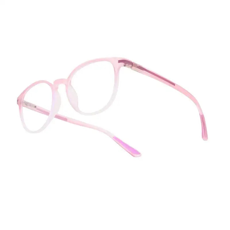 Idefend | Transparent Pink & Transparent White Medium Full Rim OVAL Computer Glasses for Men & Women [Blue Block]