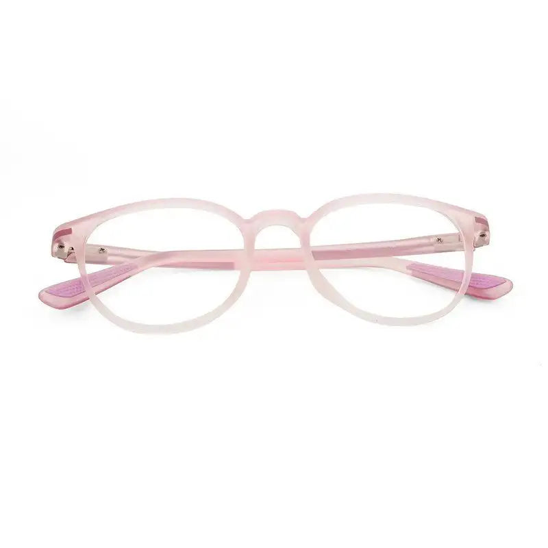 Idefend | Transparent Pink & Transparent White Medium Full Rim OVAL Computer Glasses for Men & Women [Blue Block]
