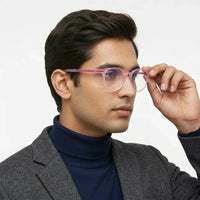 Idefend | Transparent Pink & Transparent White Medium Full Rim OVAL Computer Glasses for Men & Women [Blue Block]