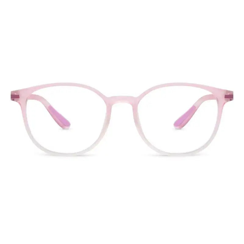 Idefend | Transparent Pink & Transparent White Medium Full Rim OVAL Computer Glasses for Men & Women [Blue Block]