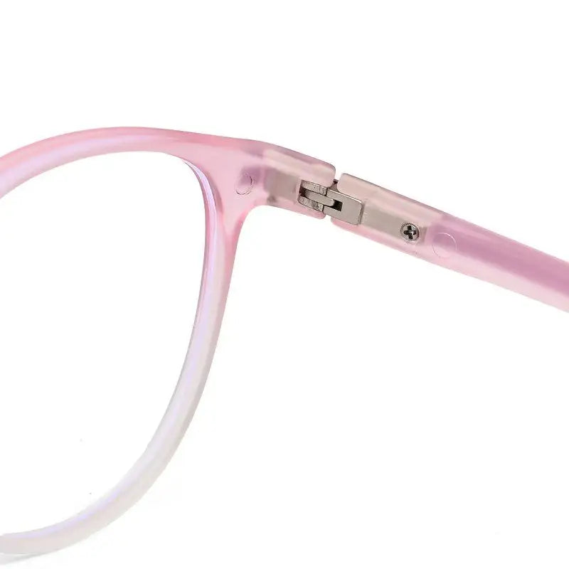 Idefend | Transparent Pink & Transparent White Medium Full Rim OVAL Computer Glasses for Men & Women [Blue Block]