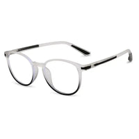 Idefend | Transparent White & Black Medium Full Rim OVAL Computer Glasses for Men & Women [Blue Block]