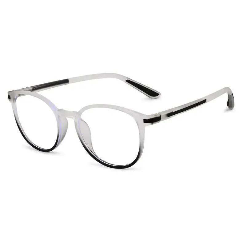Idefend | Transparent White & Black Medium Full Rim OVAL Computer Glasses for Men & Women [Blue Block]