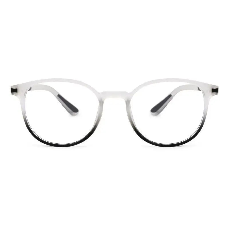 Idefend | Transparent White & Black Medium Full Rim OVAL Computer Glasses for Men & Women [Blue Block]