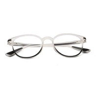 Idefend | Transparent White & Black Medium Full Rim OVAL Computer Glasses for Men & Women [Blue Block]