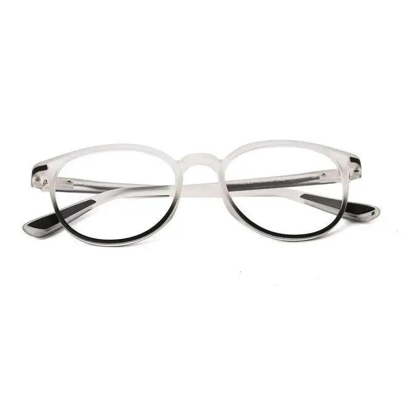 Idefend | Transparent White & Black Medium Full Rim OVAL Computer Glasses for Men & Women [Blue Block]