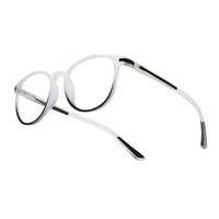 Idefend | Transparent White & Black Medium Full Rim OVAL Computer Glasses for Men & Women [Blue Block]