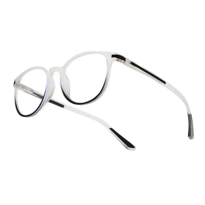 Idefend | Transparent White & Black Medium Full Rim OVAL Computer Glasses for Men & Women [Blue Block]
