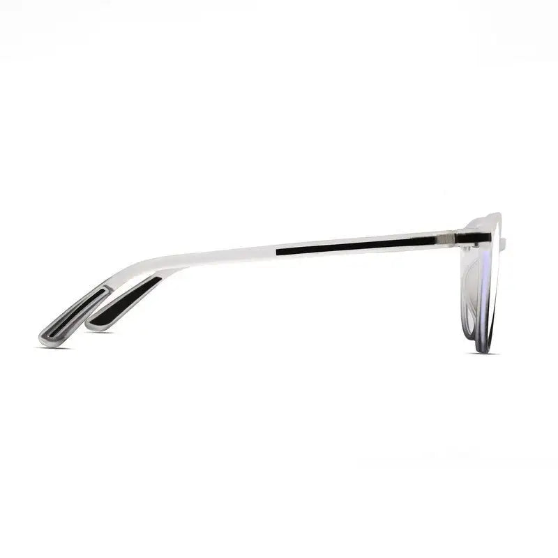 Idefend | Transparent White & Black Medium Full Rim OVAL Computer Glasses for Men & Women [Blue Block]