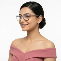 Idefend | Transparent White & Black Medium Full Rim OVAL Computer Glasses for Men & Women [Blue Block]