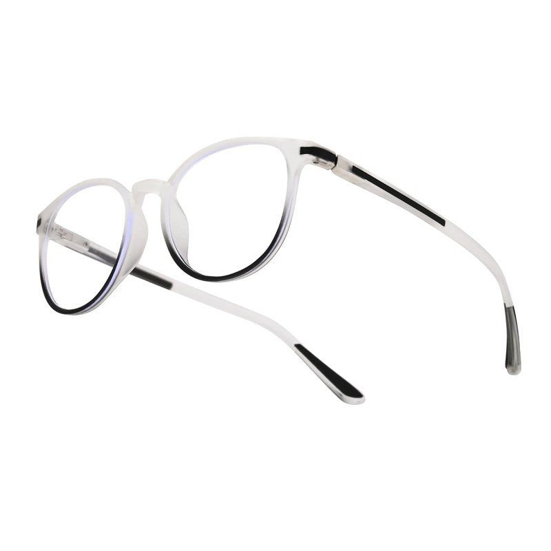 Idefend Transparent White & Black Medium Full Rim Round Computer Glasses for Men & Women — Hashtag Eyewears