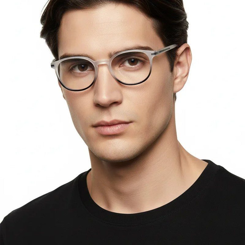 Idefend Transparent White & Black Medium Full Rim Round Computer Glasses for Men & Women — Hashtag Eyewears