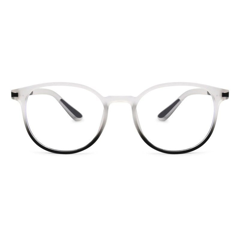Idefend Transparent White & Black Medium Full Rim Round Computer Glasses for Men & Women — Hashtag Eyewears