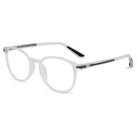Idefend | Transparent White Medium Full Rim OVAL Computer Glasses for Men & Women [Blue Block]