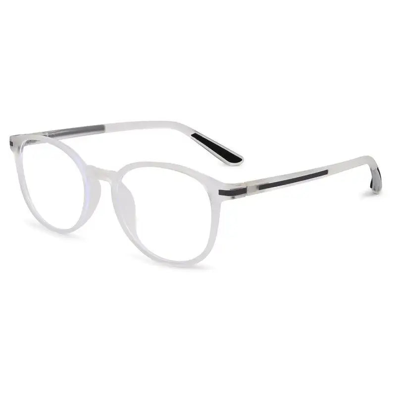 Idefend | Transparent White Medium Full Rim OVAL Computer Glasses for Men & Women [Blue Block]