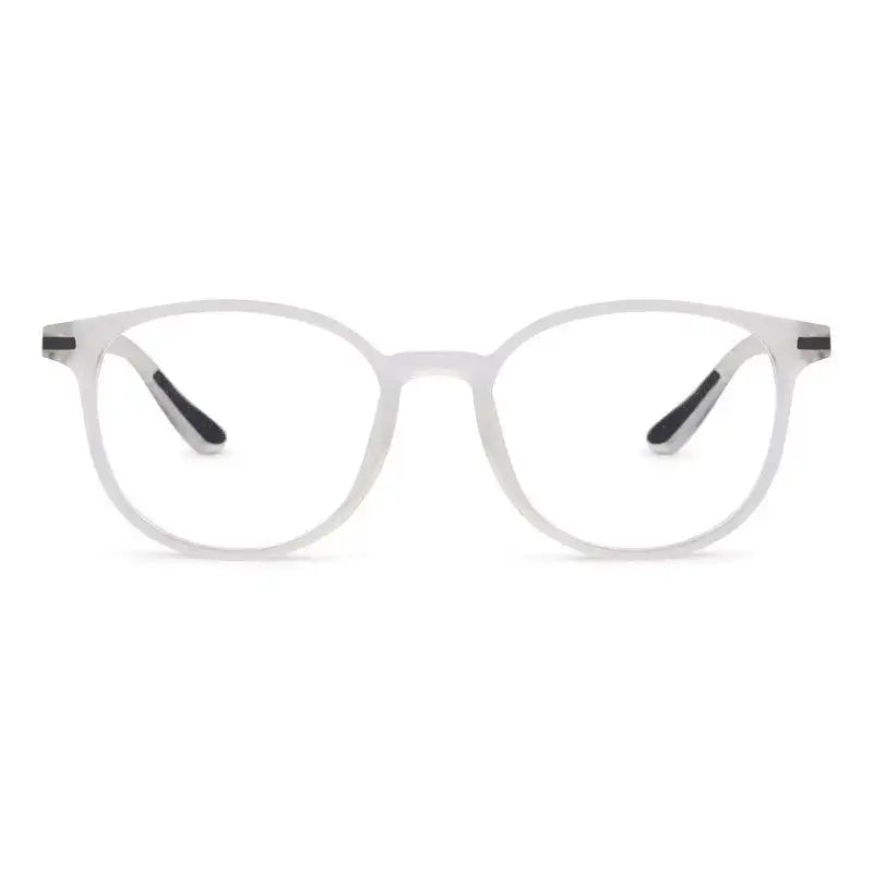 Idefend | Transparent White Medium Full Rim OVAL Computer Glasses for Men & Women [Blue Block]