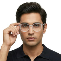 Idefend | Transparent White Medium Full Rim OVAL Computer Glasses for Men & Women [Blue Block]