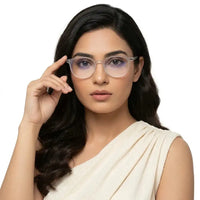 Idefend | Transparent White Medium Full Rim OVAL Computer Glasses for Men & Women [Blue Block]