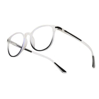 Idefend | Transparent White Medium Full Rim OVAL Computer Glasses for Men & Women [Blue Block]
