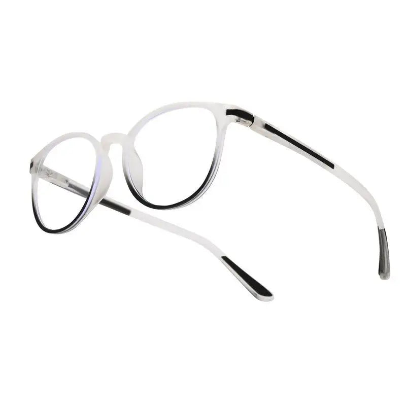 Idefend | Transparent White Medium Full Rim OVAL Computer Glasses for Men & Women [Blue Block]