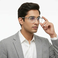 Idefend | Transparent White Medium Full Rim OVAL Computer Glasses for Men & Women [Blue Block]