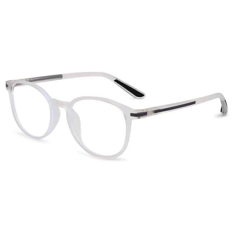 Idefend Transparent White Medium Full Rim Round Computer Glasses for Men & Women — Hashtag Eyewears