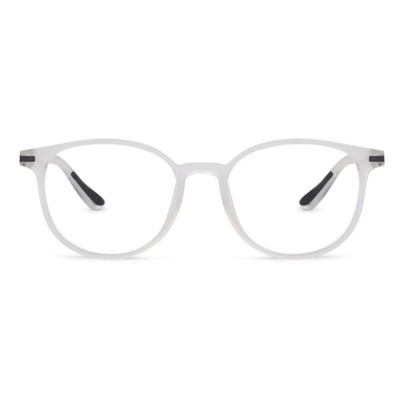 Idefend Transparent White Medium Full Rim Round Computer Glasses for Men & Women — Hashtag Eyewears