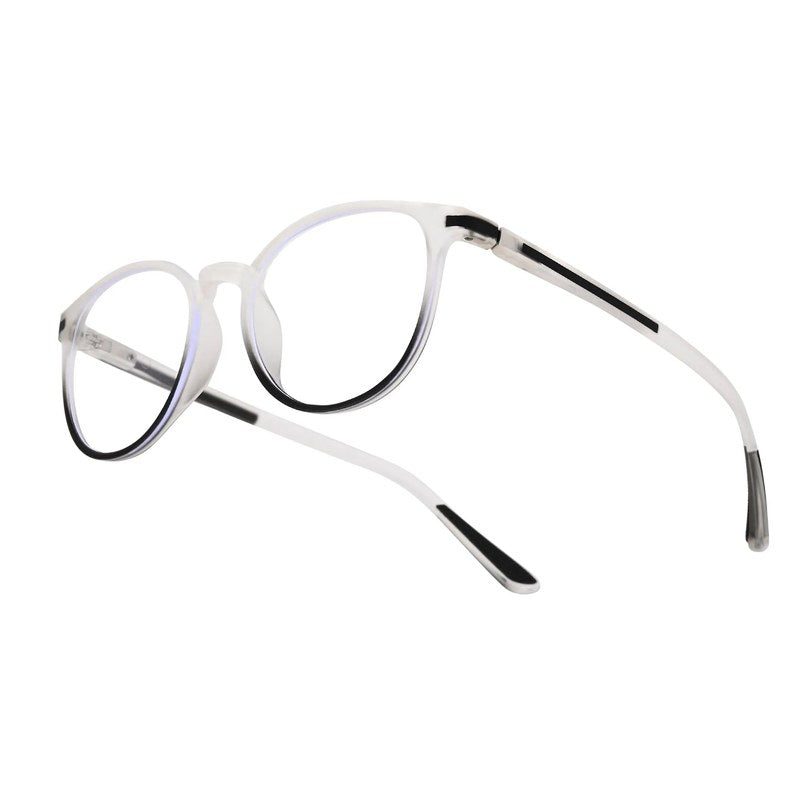 Idefend Transparent White Medium Full Rim Round Computer Glasses for Men & Women — Hashtag Eyewears