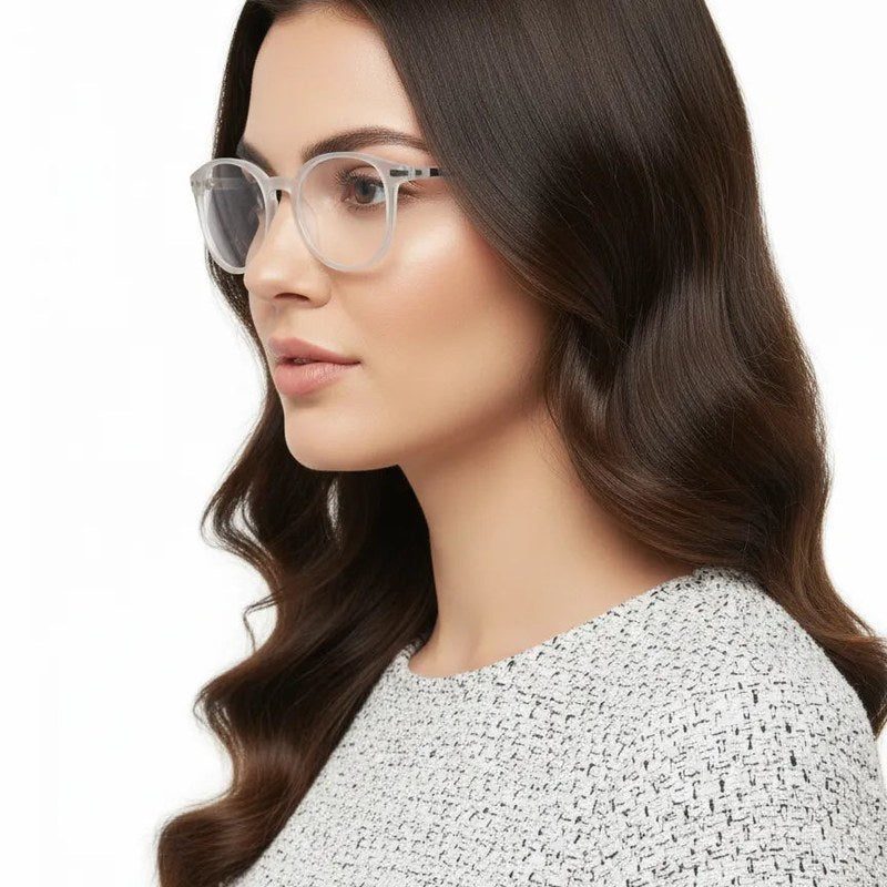 Idefend Transparent White Medium Full Rim Round Computer Glasses for Men & Women — Hashtag Eyewears