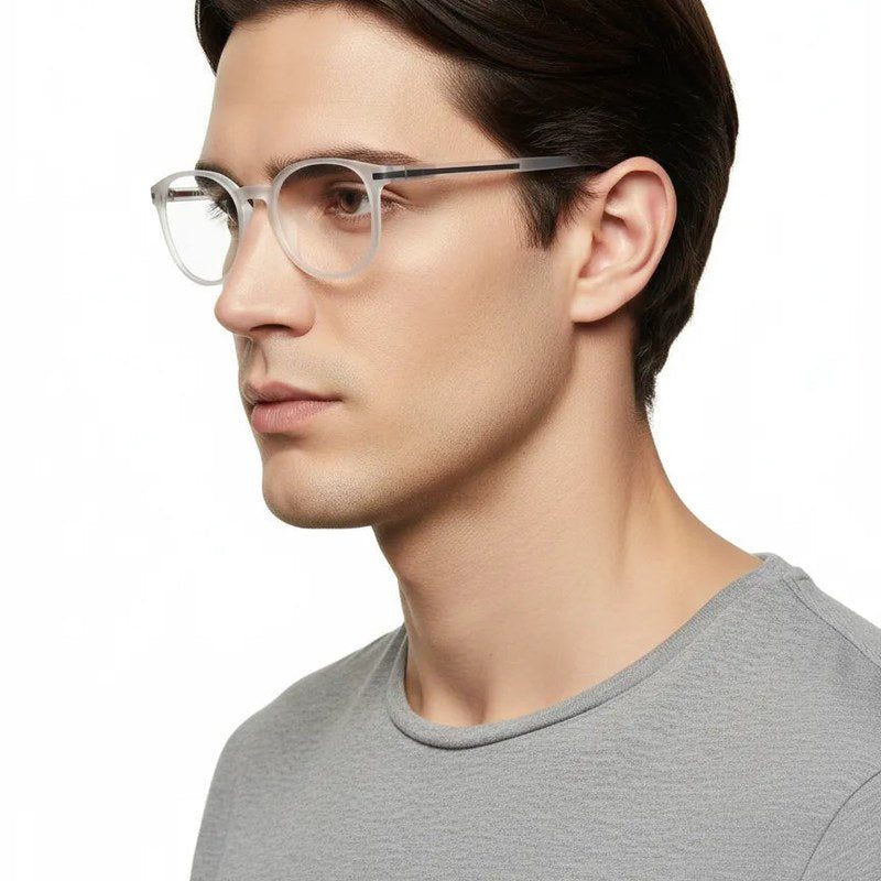 Idefend Transparent White Medium Full Rim Round Computer Glasses for Men & Women — Hashtag Eyewears