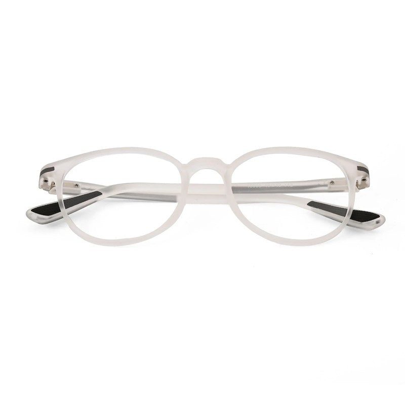 Idefend Transparent White Medium Full Rim Round Computer Glasses for Men & Women — Hashtag Eyewears