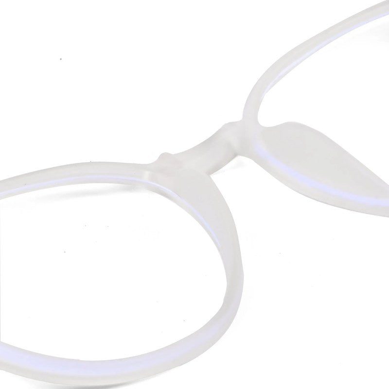 Idefend Transparent White Medium Full Rim Round Computer Glasses for Men & Women — Hashtag Eyewears