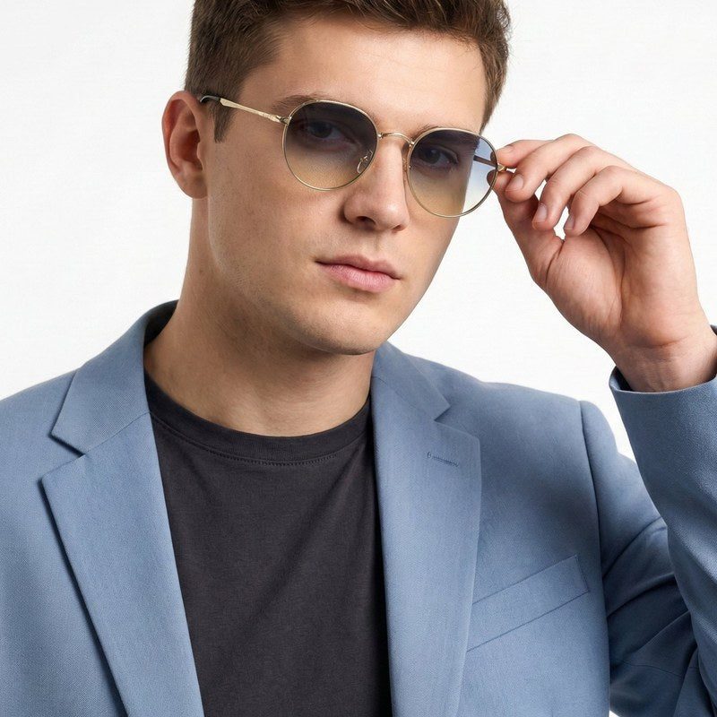 Ignisia Gradient Grey & Brown Medium Full Rim Oval Sunglasses for Men — Hashtag Eyewears