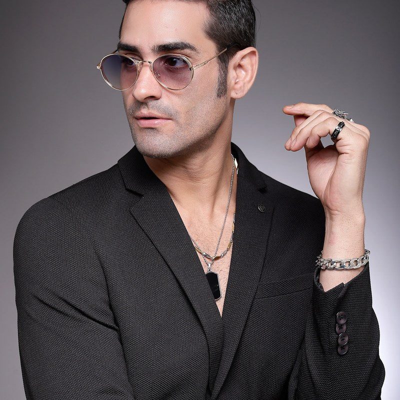Ignisia Gradient Grey & Brown Medium Full Rim Oval Sunglasses for Men — Hashtag Eyewears