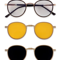 Ignisra Golden & Brown Medium Full Rim Oval Clip-on for Men & Women — Hashtag Eyewears