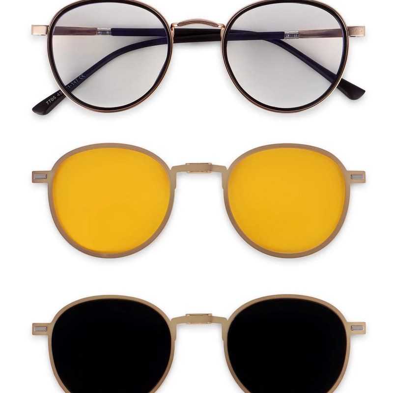 Ignisra Golden & Brown Medium Full Rim Oval Clip-on for Men & Women — Hashtag Eyewears