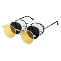 Ignisra Silver & Black Medium Full Rim Oval Clip-on for Men & Women — Hashtag Eyewears