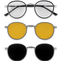 Ignisra Silver & Black Medium Full Rim Oval Clip-on for Men & Women — Hashtag Eyewears