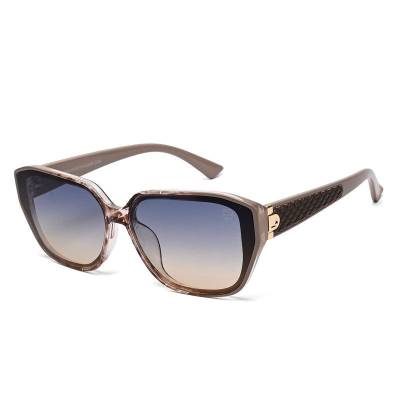 Ilora Brown Texture Medium Full Rim Hexagonal Sunglasses for Women — Hashtag Eyewears