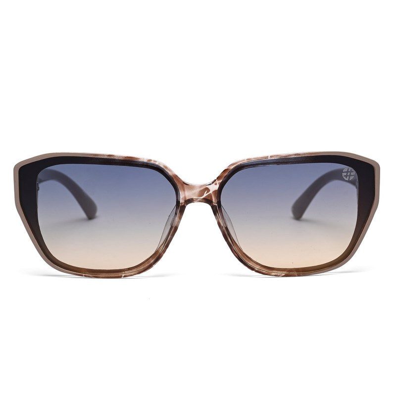 Ilora Brown Texture Medium Full Rim Hexagonal Sunglasses for Women — Hashtag Eyewears