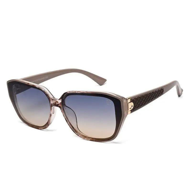 Ilora | Brown Texture Medium Full Rim Hexagonal Sunglasses for Women [UV-protected]