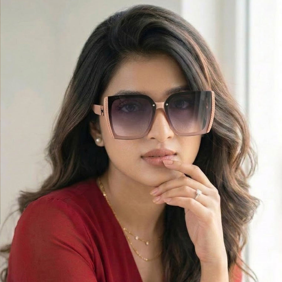 Rapture | Pink Large Full Rim Square Sunglasses for Women [UV-protected]