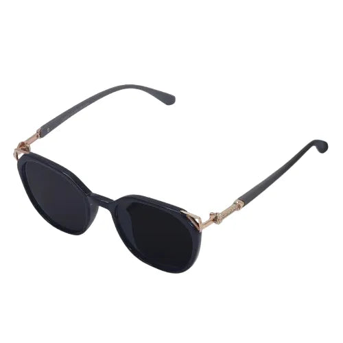Vortex | Black Medium Full Rim Round Sunglasses for Women [UV-protected]