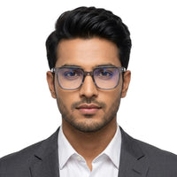 Celestia | Smoke Medium Full Rim Wayfarer Computer Glasses for Men & Women [Blue Block]