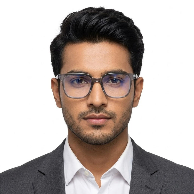 Celestia | Smoke Medium Full Rim Wayfarer Computer Glasses for Men & Women [Blue Block]