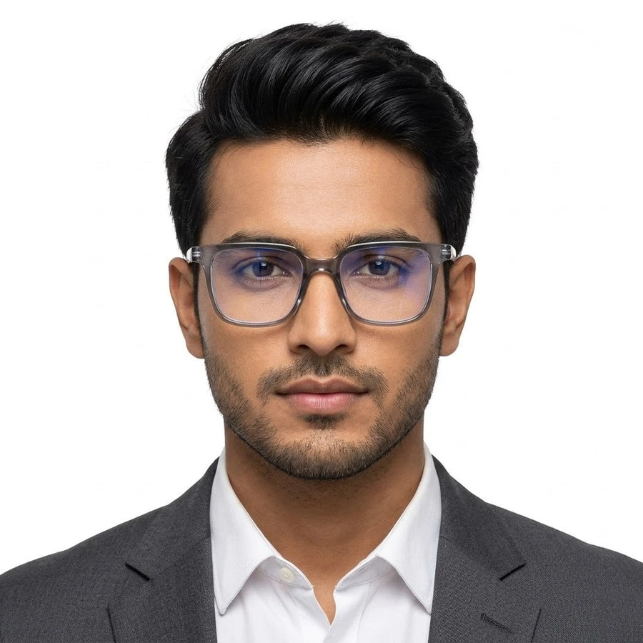 Celestia | Smoke Medium Full Rim Wayfarer Computer Glasses for Men & Women [Blue Block]